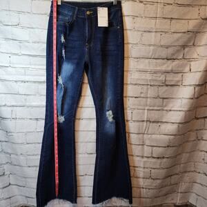Pantolon Boutique Womens Bell Bottom Blue Jeans